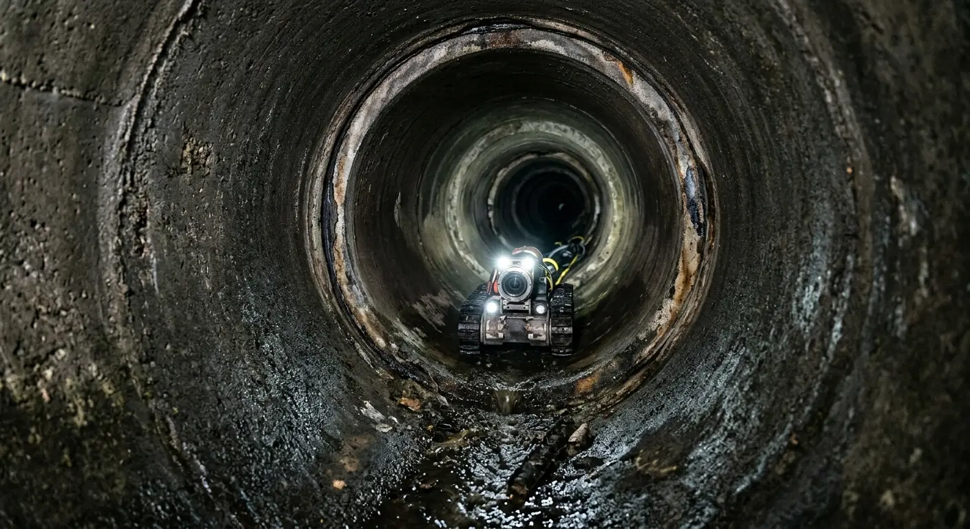 Robotic sewer camera inspecting pipe interior for Sewer Line Repair in Eldridge